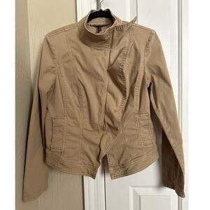 White House Black Market Jacket Size 12 Tan Asymmetrical Zip‎ Up